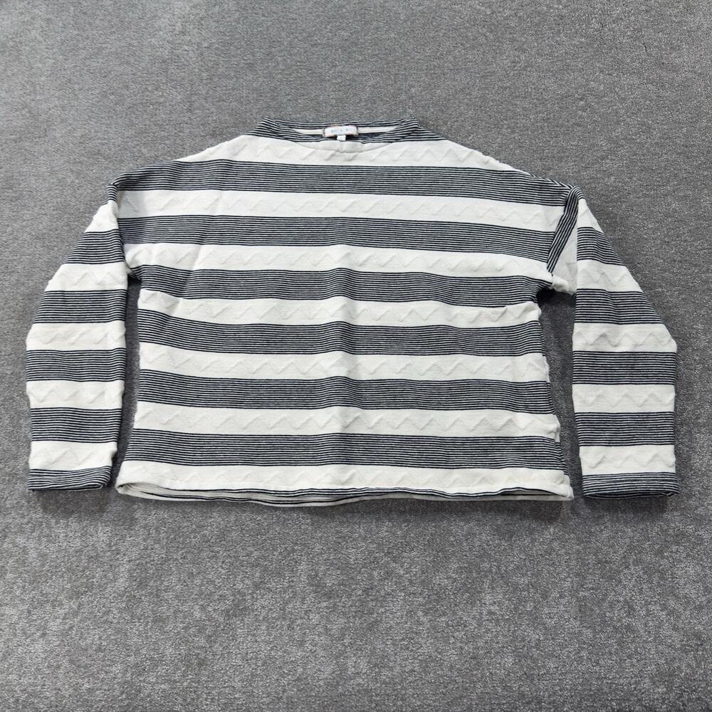 Anthropologie Eri + Ali Crop Stripe‎ Cotton/Spandex Knit Long Sleeve L Chic Cozy